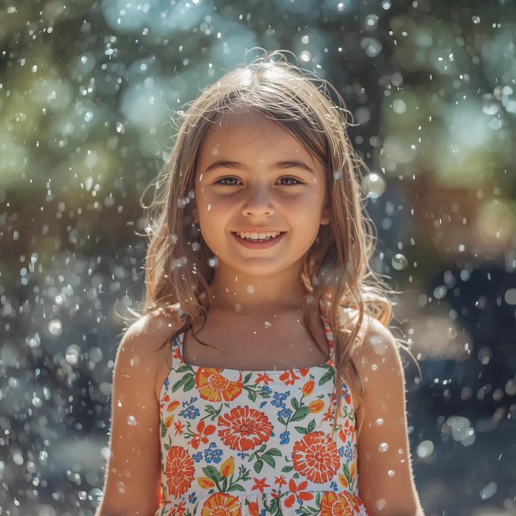 Cute Girl: Solo Shot with Shimmering Water Droplets – artistic girls ai prompts – AI generated example