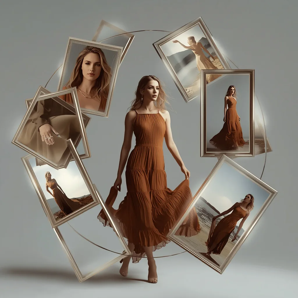 Dynamic Orbit: Western Woman Surrounded by Dynamically Floating Rectangles – sci-fi fantasy ai prompts – AI generated example