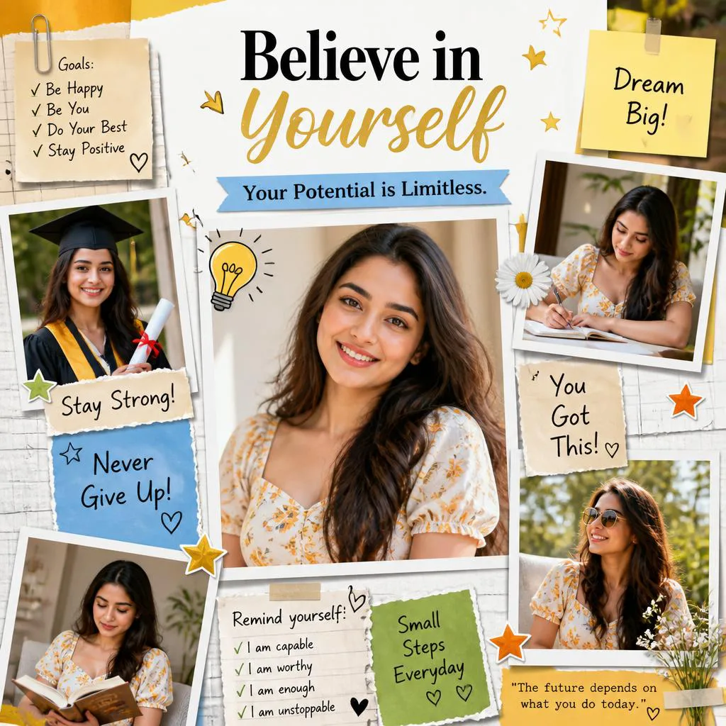 Empowering Spirit: A Motivational Vision Board Collage – aesthetic geometric ai prompts – AI generated example