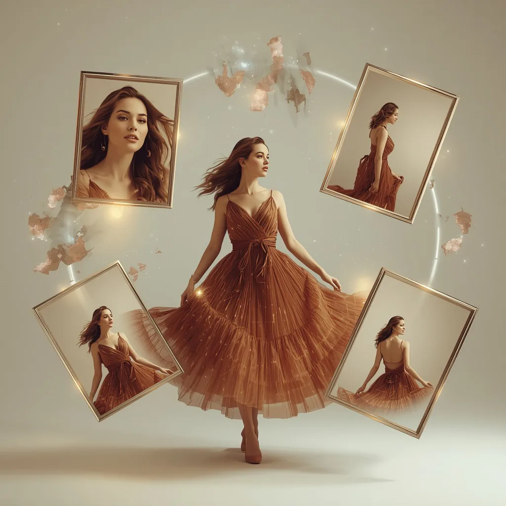 Nebula Orbit: Western Woman Surrounded by Dynamically Floating Shapes – sci-fi fantasy ai prompts – AI generated example