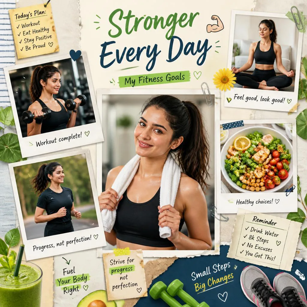Wellness Journey: A Dynamic Fitness Motivation Board – aesthetic geometric ai prompts – AI generated example