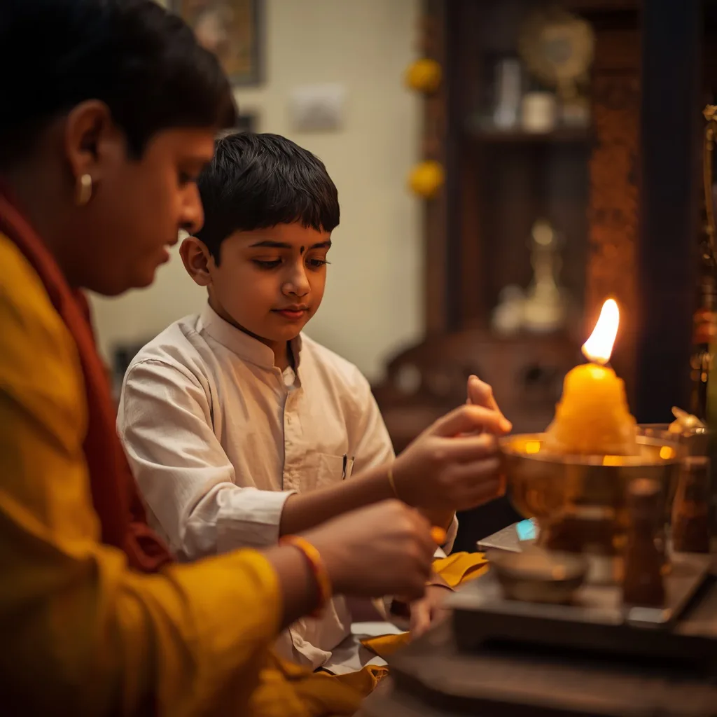 Youthful Devotion: A Boy Participating in Mahashivratri Rituals – cool boy's ai prompts – AI generated example