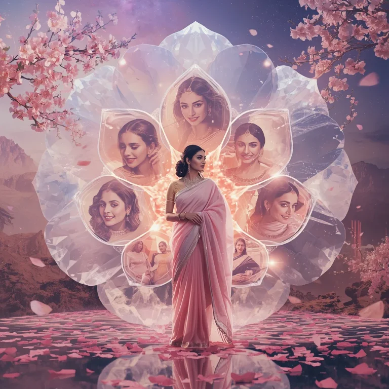 Festive Pastel Saree Crystal Sakura Nebula Empire Collage Ultra Luxury | new instagram trending photo editing prompt — AI image prompt