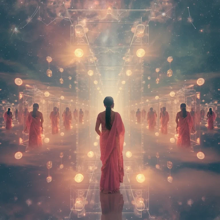 Festive Pastel Saree Floating Crystal Nebula Memory Prism Infinity Archive Temple Collage Cinematic | prompt seen girl ai photo editing — AI image prompt