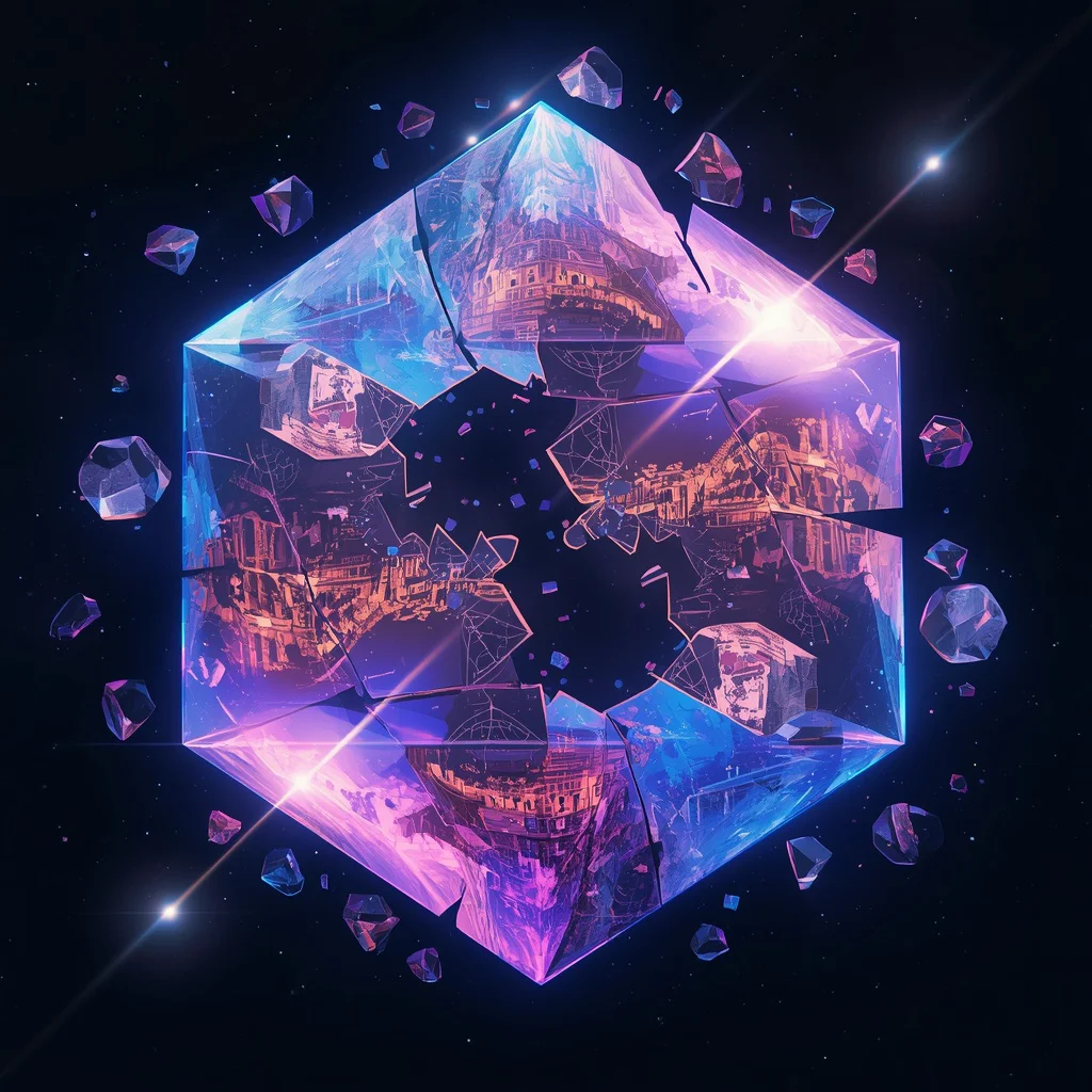 Floating Luxury Empire Inside Broken Infinity Prism Multiverse Cube Collapse Prompt | Image prompt AI — AI image prompt