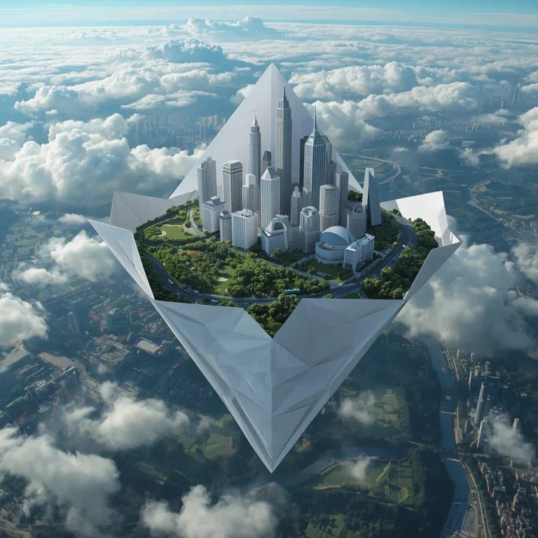 Floating Origami City Opening Into Real Landscape Image Prompt | Trending AI Photo Prompt — AI image prompt