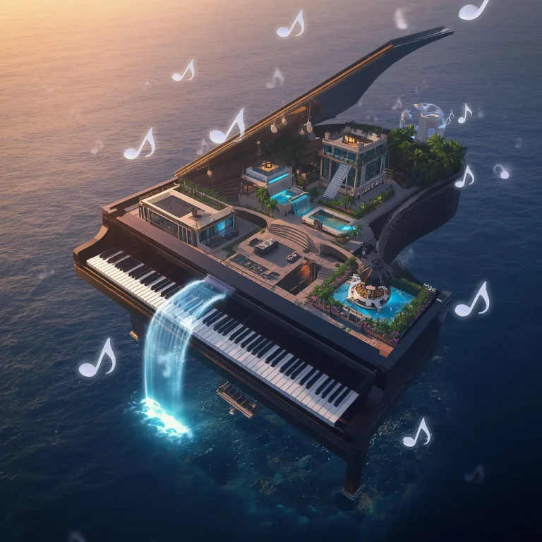 Floating Piano Island Symphony Paradise | AI image prompt generator free online — AI image prompt