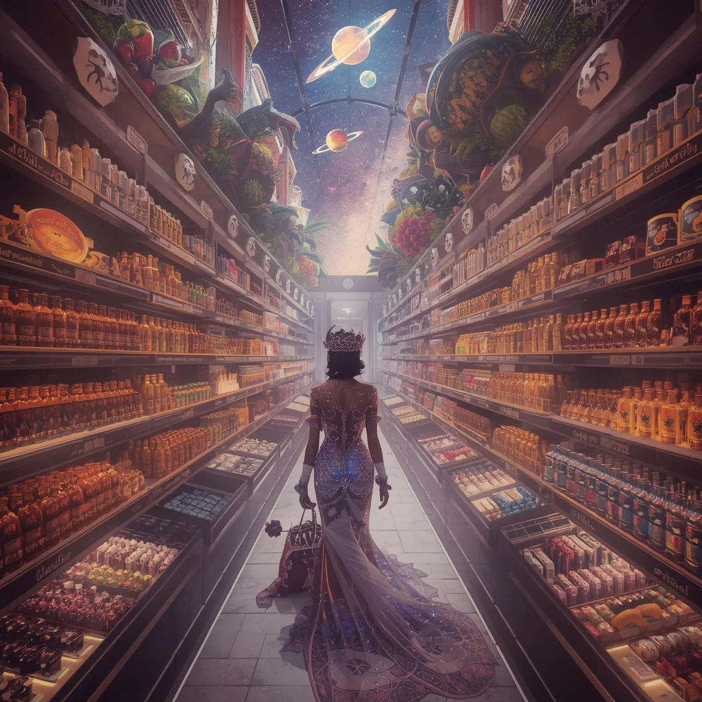 Giant Floating Luxury Supermarket Galaxy Fantasy Prompt | best prompt for gemini — AI image prompt