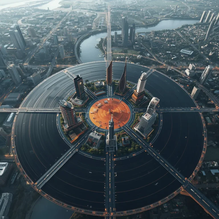 Giant Vinyl Record Becoming Modern Metropolis Image Prompt | AI GPT image generator — AI image prompt