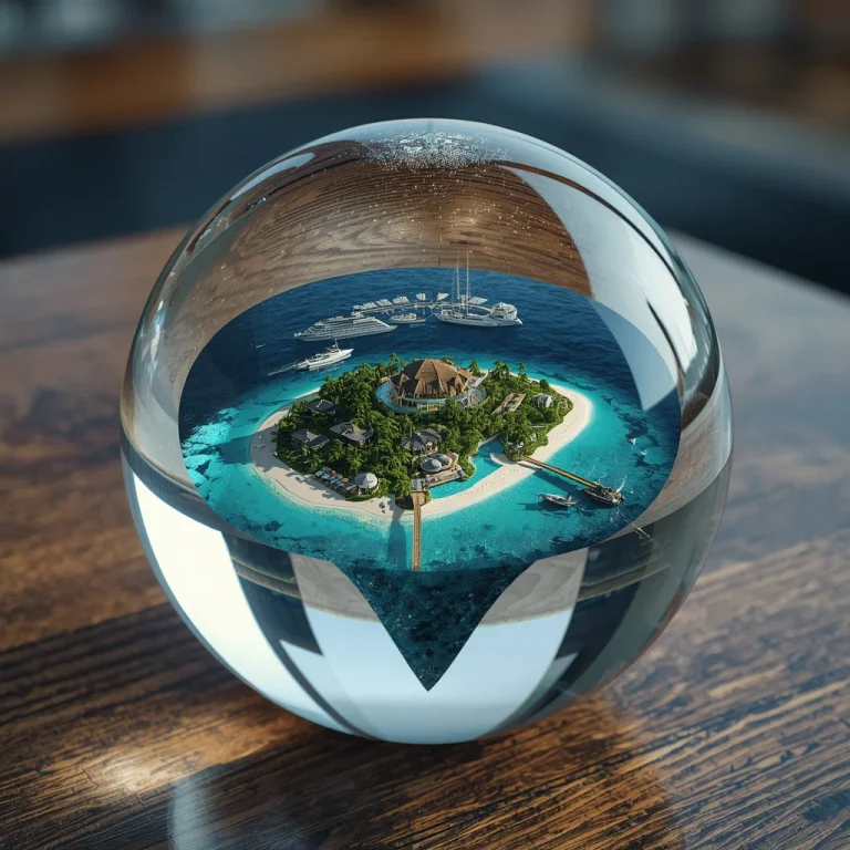 Luxury Island Hidden Inside Crystal Marble Image Prompt | Banana prompts — ai — AI image prompt