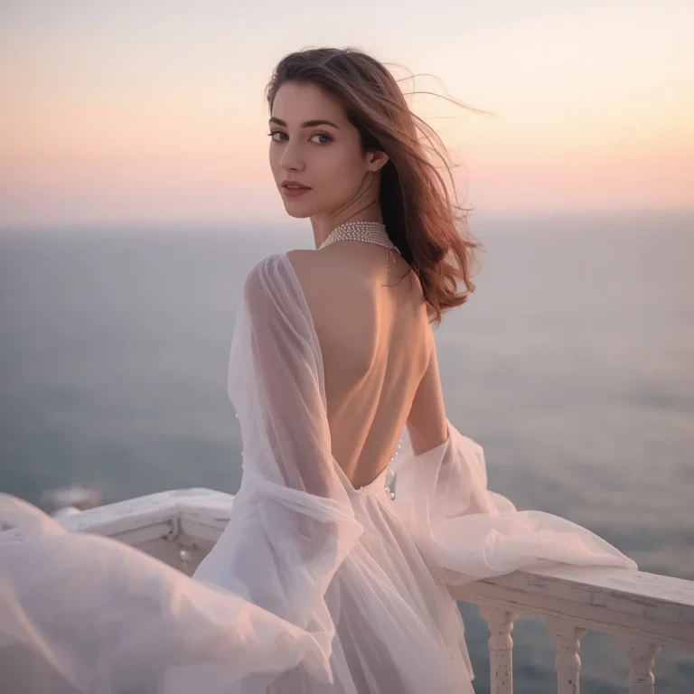 Beautiful Girl In Pearl White Chiffon Gown | Prompt Paste Girl — AI image prompt