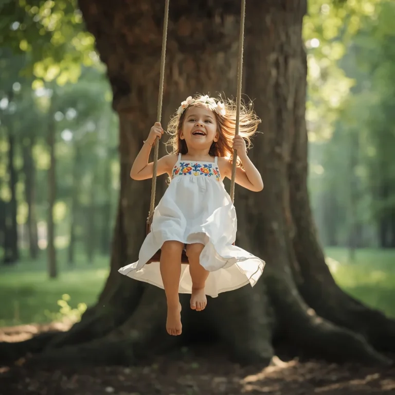 Cute Girl’s Playful Swing in a Flowy Summer Dress | Premium Girl Prompt — AI image prompt