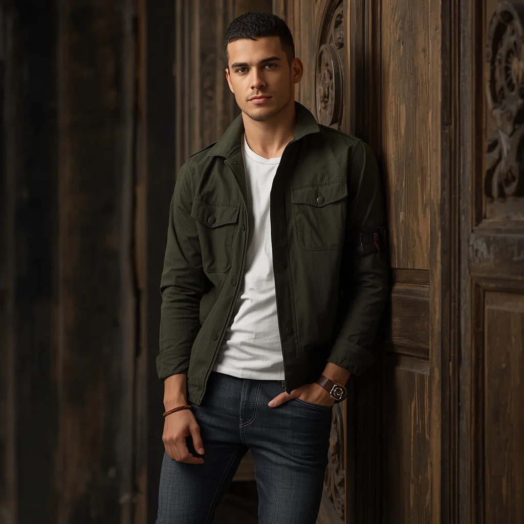 Man in a Modern Western Utility Jacket and Jeans — AI image prompt